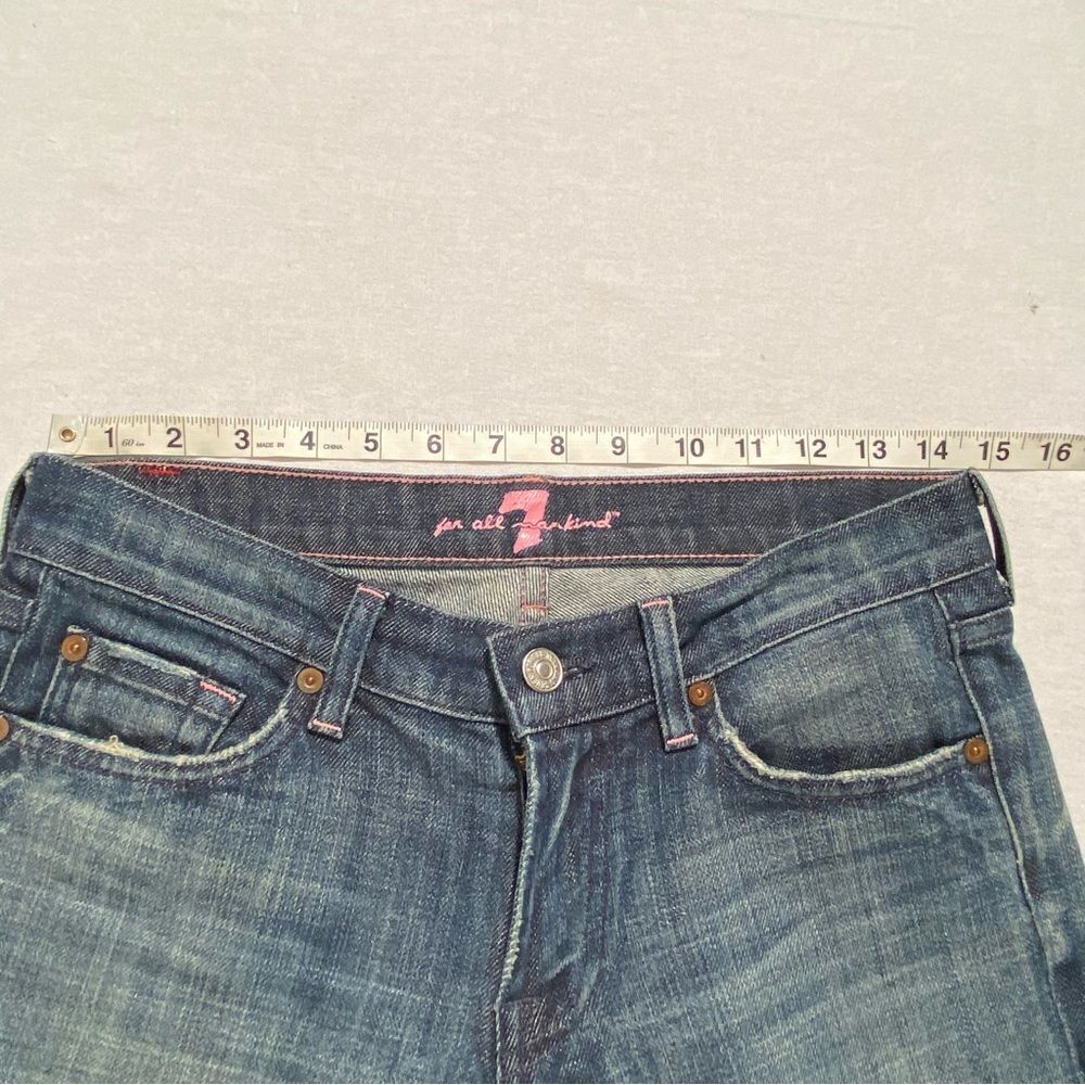 7 For All Mankind Women’s Bootcut Pink Stitch Blue Jeans, Size 27 - Picture 8 of 12